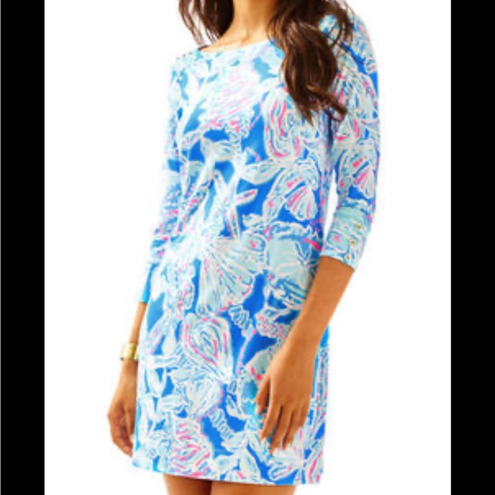 Lilly Pulitzer Blue and Pink Floral Midi Dress